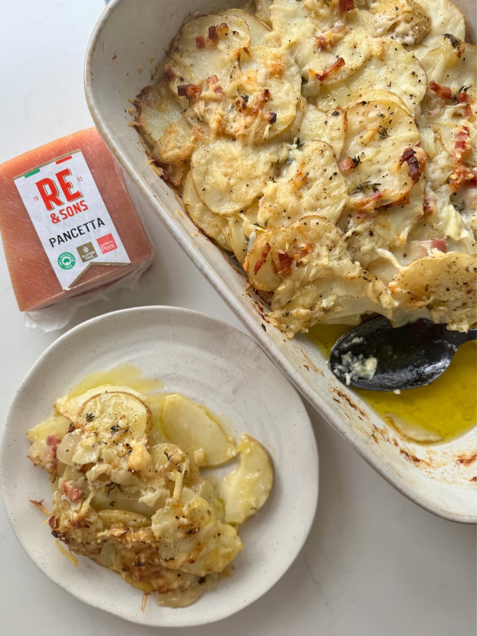 Pancetta & Potato Bake with Provolone Cheese