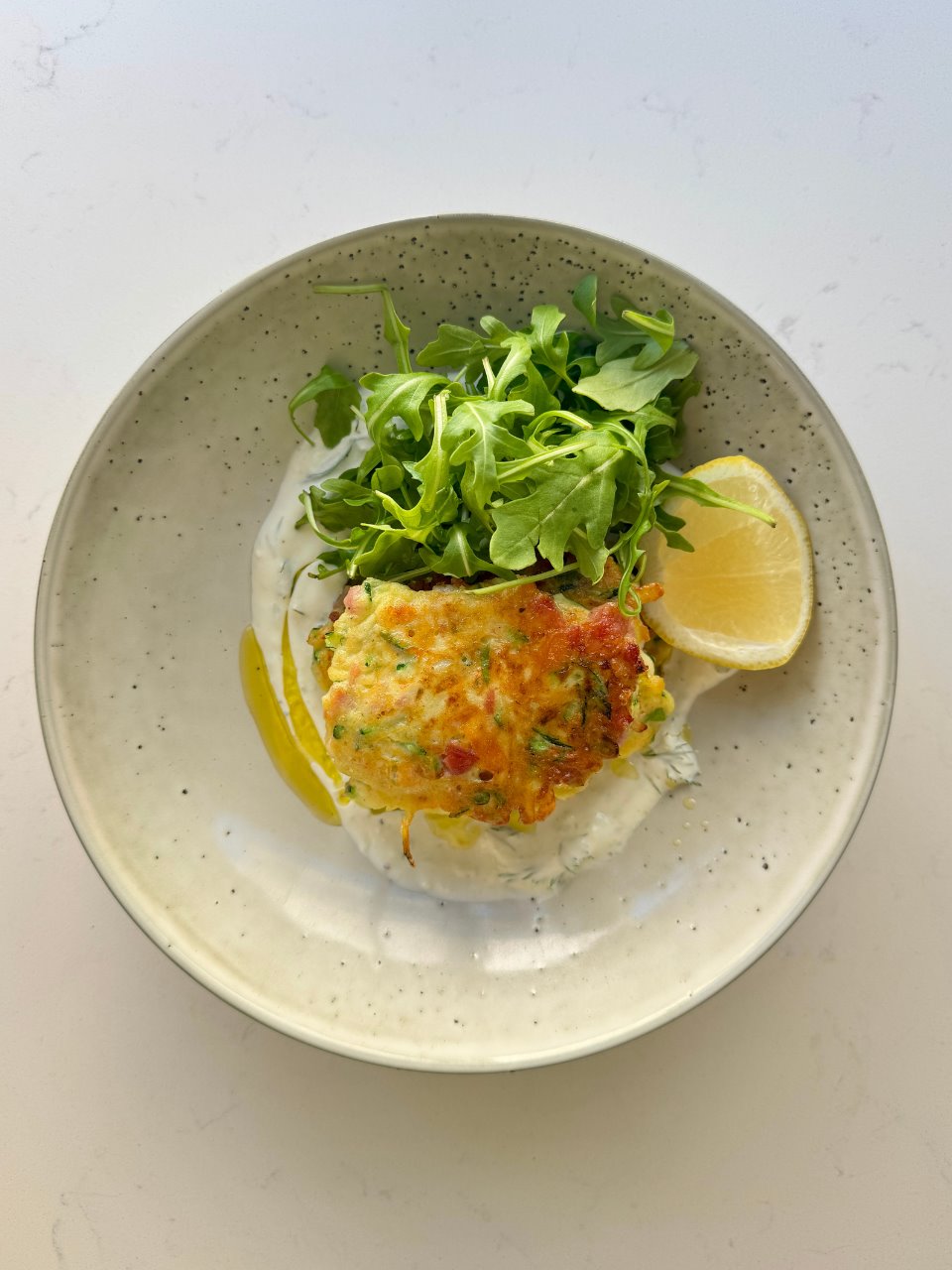 Ham & Zucchini Fritters with Lemon Yoghurt